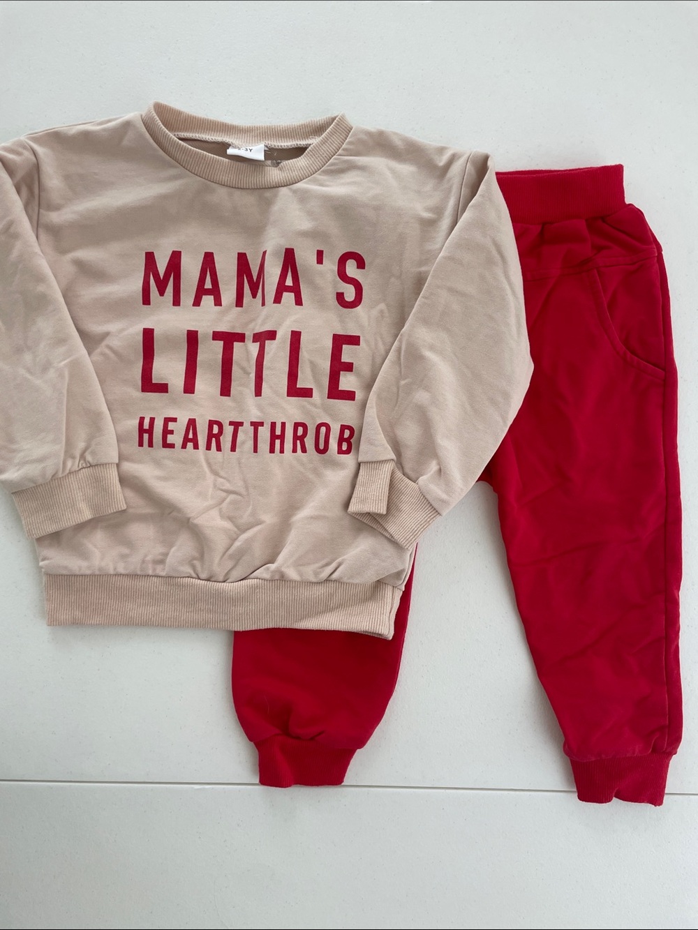 Kids red and cream Sweatsuit set